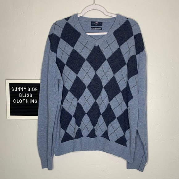 Marks & Spencer Other - Blue Harbour Men’s Light Blue Argyle V Neck Long Sleeve Sweater Size Extra Large